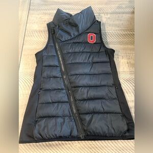 Like New Ohio State Scarlet & Gray Black Asymmetrical Zip Up Vest